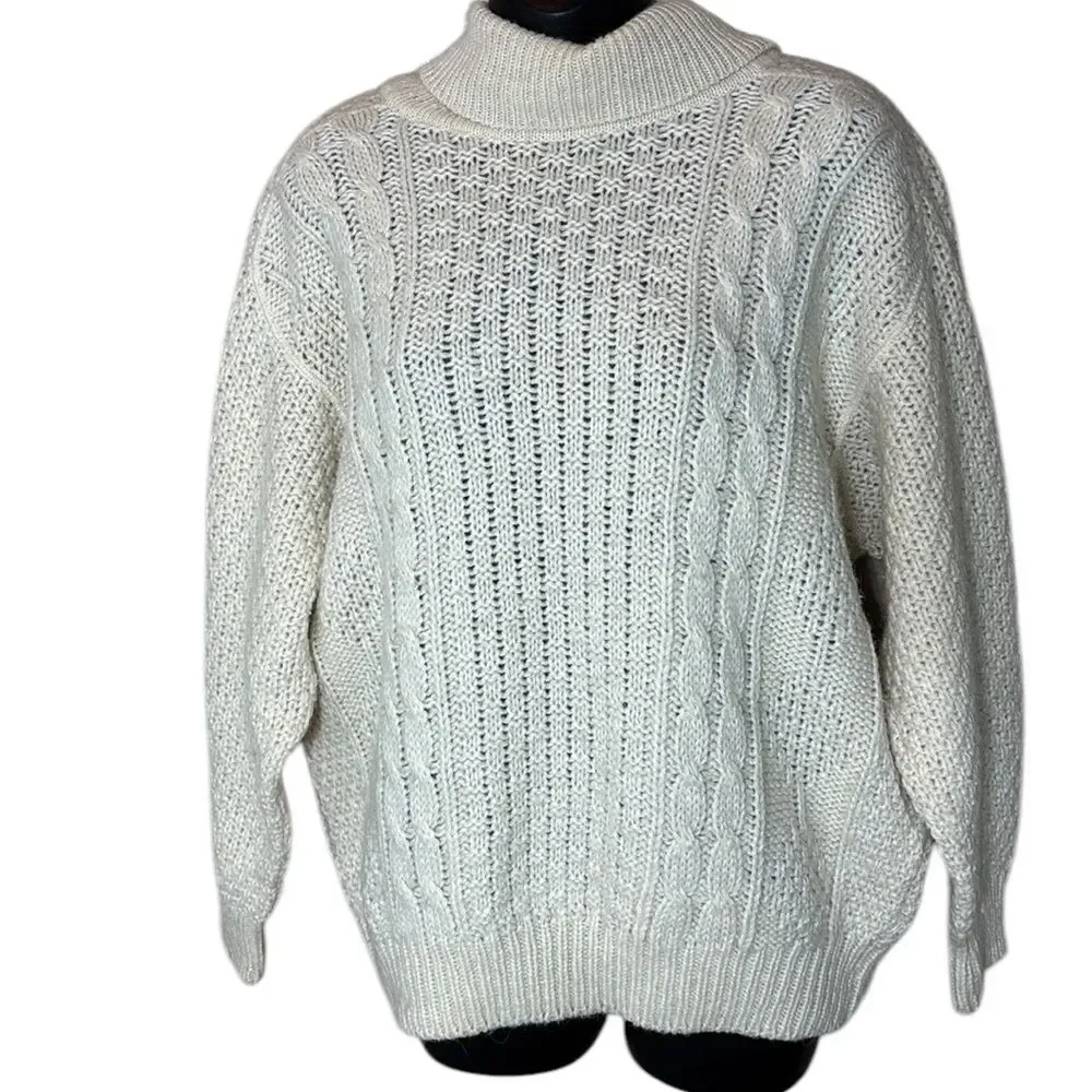 Vintage Bogner wool alpaca cable knit turtleneck sweater small fisherman